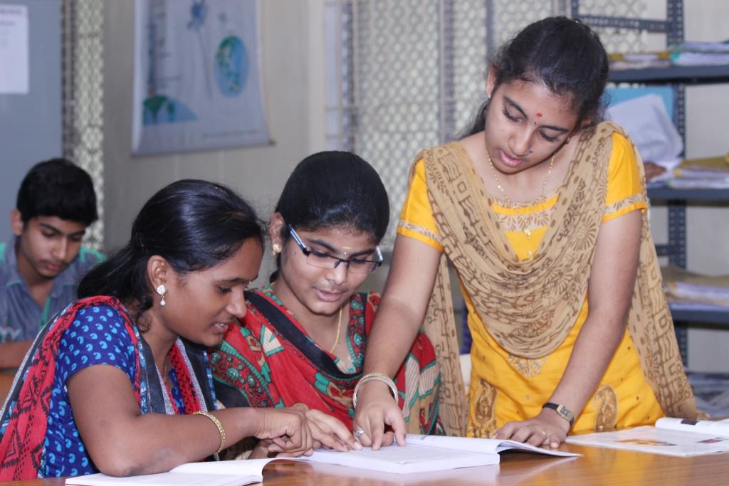 Students at the library