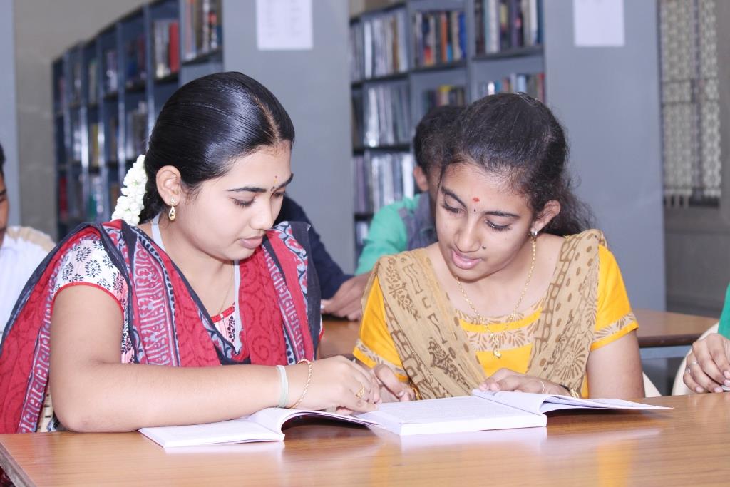 Students reading in the library